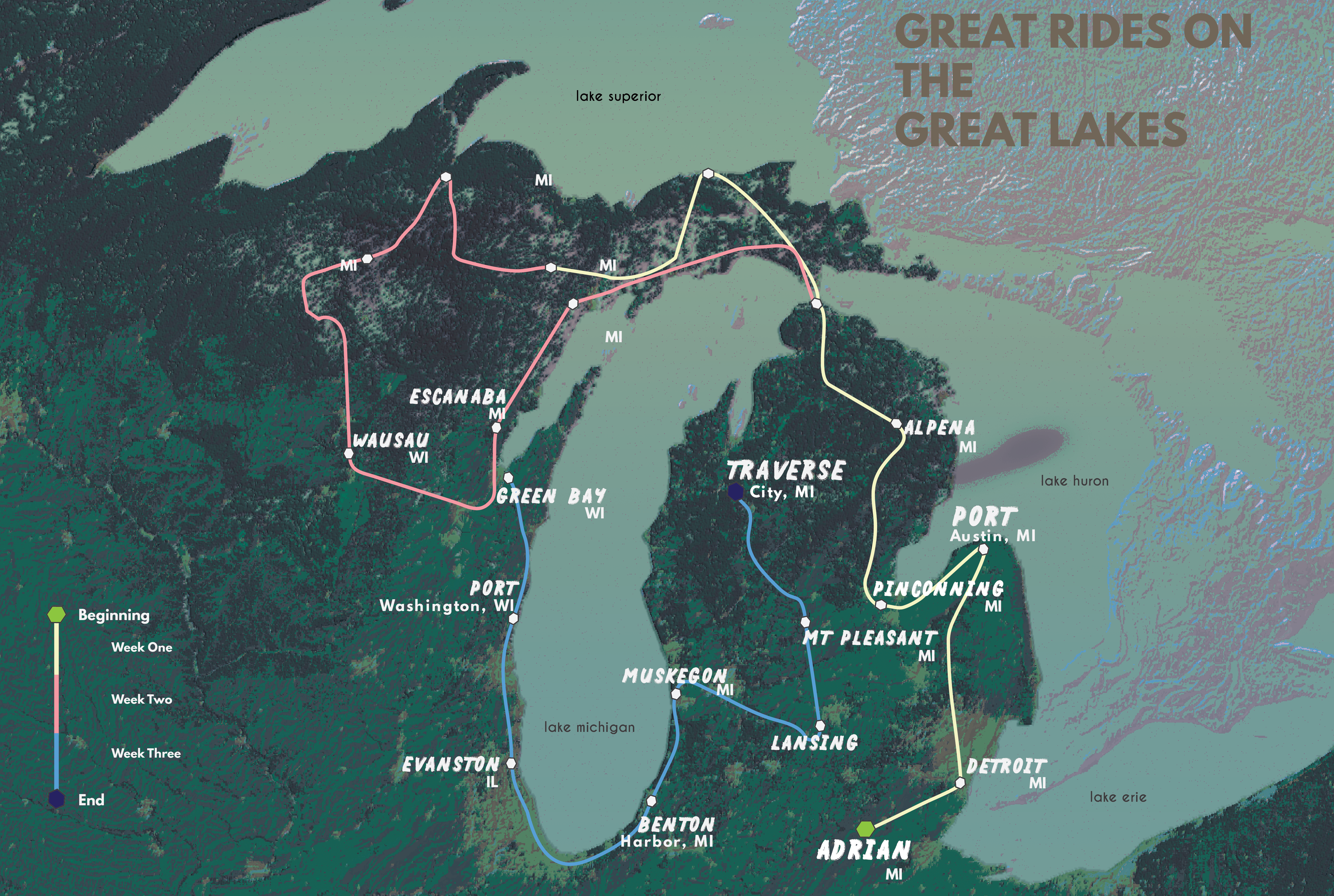 Great Lakes Biking Map